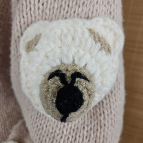 Chunky Teddy Bear Sweater Womens S Crochet Beige Cropped Cardigan Debut Animal - Picture 4 of 10